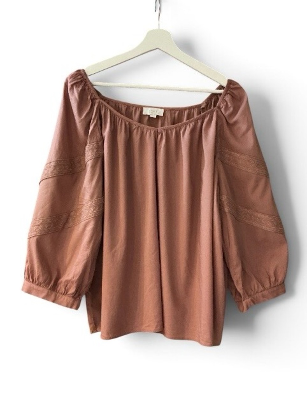 LOFT Dusty Rose Off-Shoulder Peasant Blouse